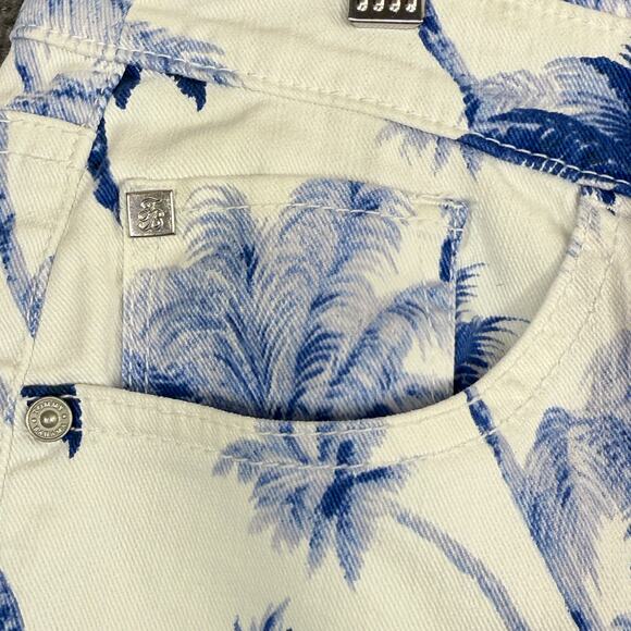 Tommy Bahama Capris Stretch Art of Palms Clam Diggers Womens 14 Cobalt Haze Blue - Picture 3 of 7